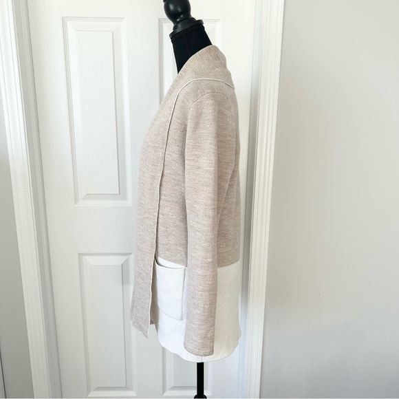 Max Studio Wool Blend Two Toned Open  Front Cardigan - Picture 2 of 15